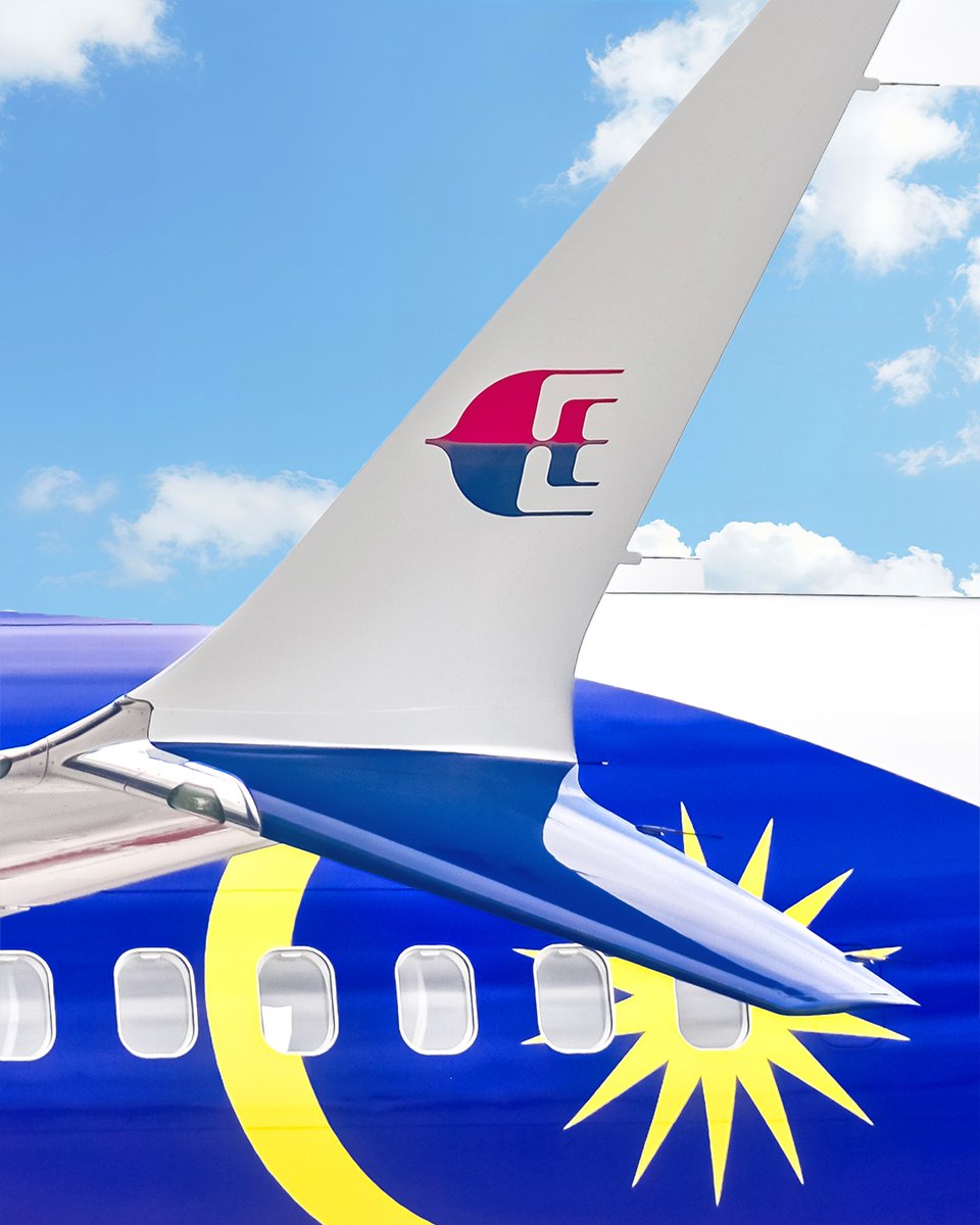 MAS's tweet photo. A closer look at the wings that carry Malaysia further. ✈️💙

A symbol of Malaysian pride in the skies, proudly carrying our identity wherever it flies.

📸: avgeekmy (Instagram)

#MalaysiaAirlines #YourGatewayToAsiaAndBeyond #MalaysianHospitality #Aviation https://t.co/QKxdWwwdIO