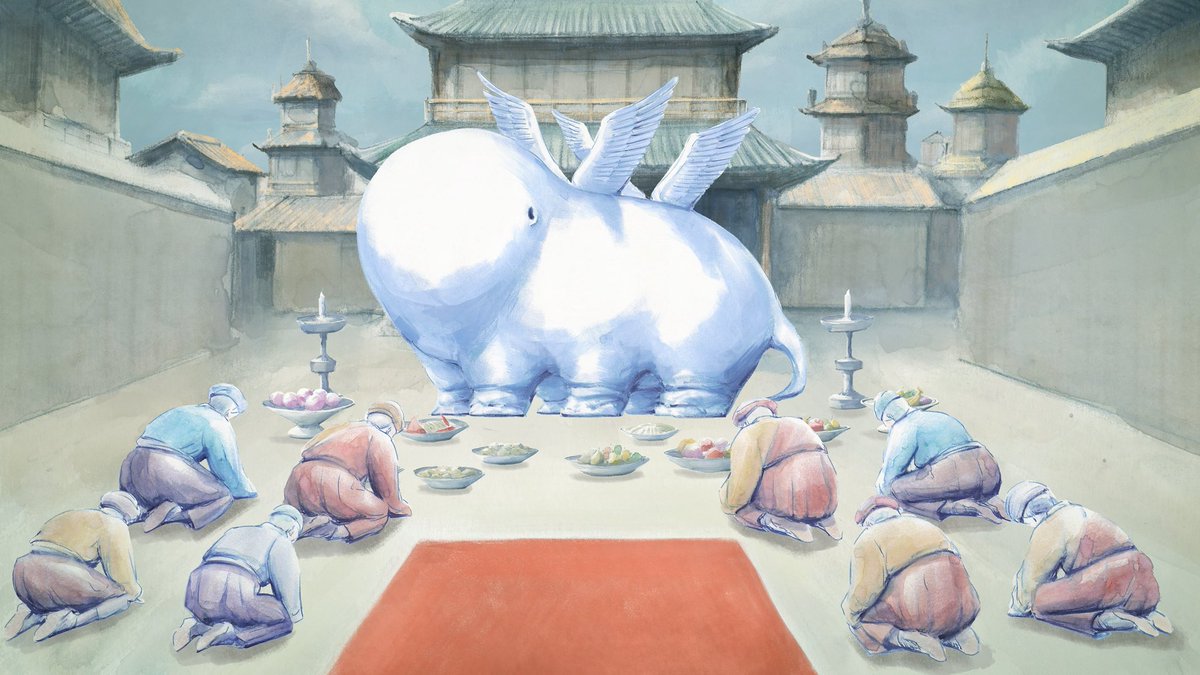 ryukatoo's tweet photo. ヨルシカ「雲を抜け風下へ私だけ」MVを制作しました。
中国神話「渾沌」を題材に、n-bunaさんと一緒に物語と絵コンテを作りました。（一部、ナブナさんに動画を描いてもらい、自分が塗るというシーンもあります。）
二胡とトンバクが響く独創的な曲で作らせて貰い有り難いです。よろしくお願いします！ https://t.co/gv5LX35eku