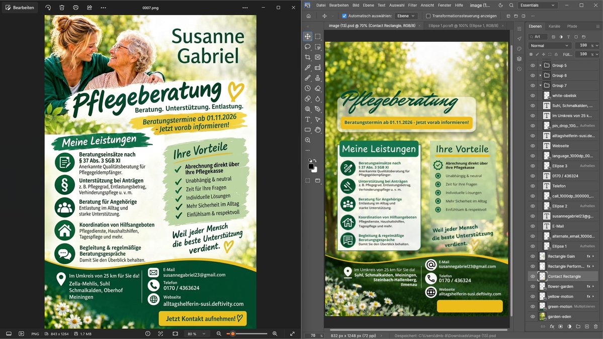oneDMB's tweet photo. KI-Entwurf vs. Kompletter Eigenbau mit PhotoCraft: Welches Fenster gewinnt?
Links im Fenster: Der direkte KI-Entwurf, erstellt mit Gemini.
Rechts im Fenster: Das komplett manuell von mir erstellte Design in PhotoCraft.
mehr hier > https://t.co/Dx06BC4fJL
#GeminiAI #PhotoCraft https://t.co/xSSES5IE0H