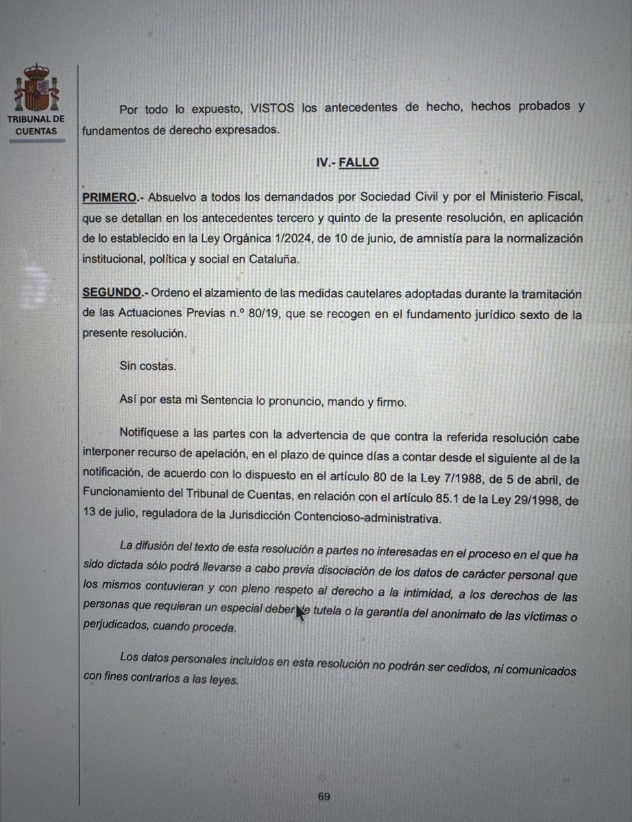 JACS_JaumeACS's tweet photo. El Tribunal de Comptes ja ha aplicat per fi l’amnistia https://t.co/DGEu7kpYec