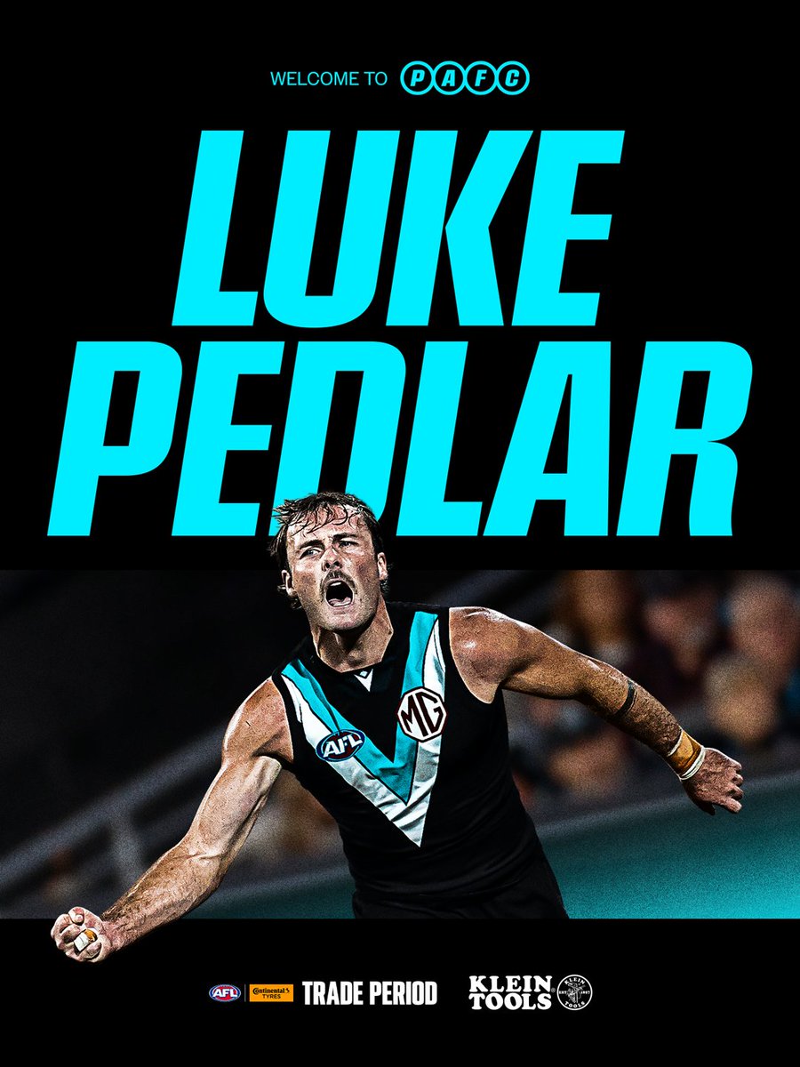 PAFC's tweet photo. Pedlar to Power ⚡️

The tough ball-winner lands at Alberton following a trade with Adelaide 🔀

📝 https://t.co/RdrR2Jntfn https://t.co/eXLkiCfiAv