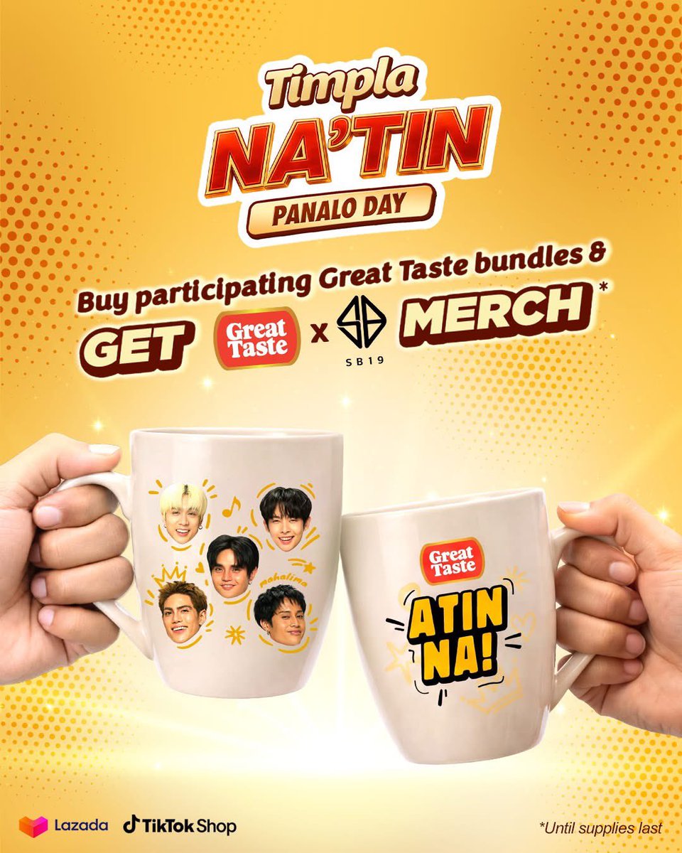 GreatTaste_PH's tweet photo. Mas masarap talaga mag-kape kapag kasama ang MAHALIMA ☕ ❤️ 
 
Available na ang #GreatTastexSB19 limited edition mugs sa aming Lazada and Tiktok Shop official stores! https://t.co/OZBvGnX6U9
