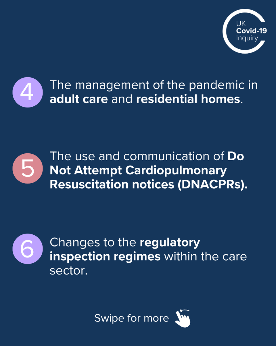 covidinquiryuk's tweet photo. 1/ Next Tuesday, we will publish the Inquiry's sixth report: ‘Care Sector’ (Module 6).

Module 6 investigates the impact of the pandemic on the publicly and privately funded adult social care sector in England, Scotland, Wales and Northern Ireland. https://t.co/yyMtxlu8Jg