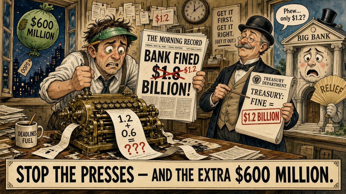 FrontPageFumble's tweet photo. @nytimes The Times briefly fined Bank of America an extra $600 million; Treasury's actual figure is $1.2 billion. https://t.co/ibdLS39uot https://t.co/TW9dqvUjlX
