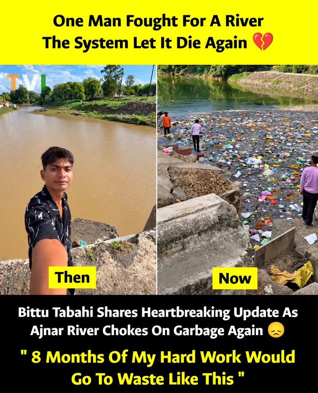 Abh1km's tweet photo. He allegedly turned down job offer from Dutch NGO to launch more initiatives, two months later people turned the river back into Gargabe

Civic sense is so rare in India 

@elonmusk @BJP4India @BJP4MP @INCIndia @INCMP #bittutabahi https://t.co/AWlk3tesa2