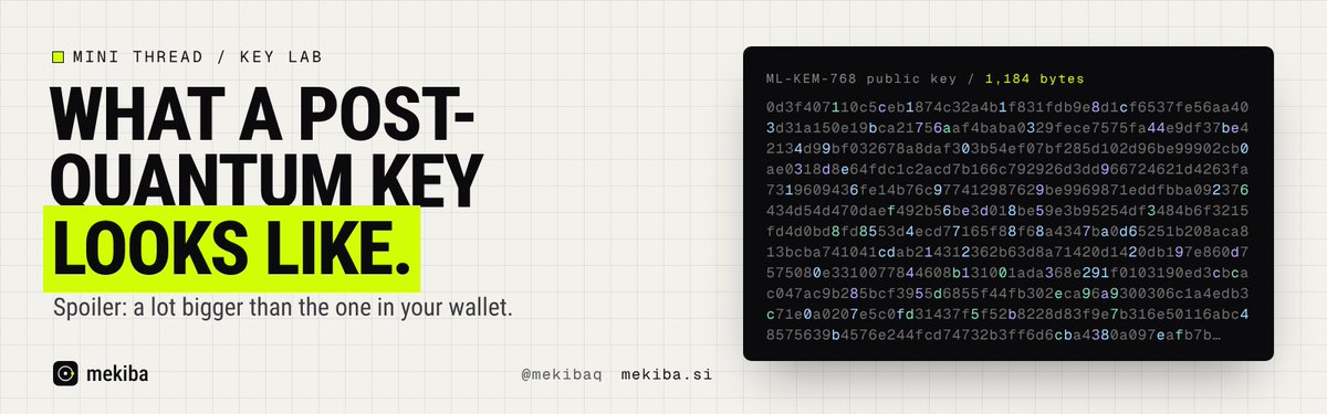 mekibaq's tweet photo. What does a post-quantum key actually look like?

Short answer: a lot bigger than the one in your wallet.

👇 https://t.co/3ZCYtI3egw