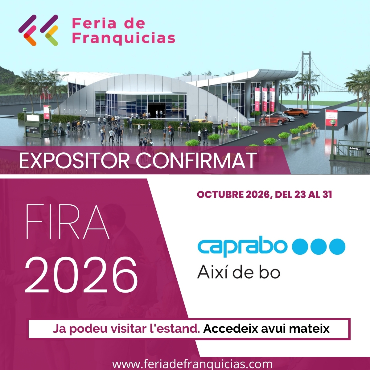 caprabo's tweet photo. 📣 @Caprabo participa, un cop més, a la Fira de Franquícies 2026 (@f_franquicias)!

Del 23 al 31 d’octubre, t’esperem al nostre estand per presentar-te el nostre model de franquícia i descobrir noves oportunitats de negoci.

🚀 T’animes a emprendre amb Caprabo? https://t.co/E9zYJZctZV