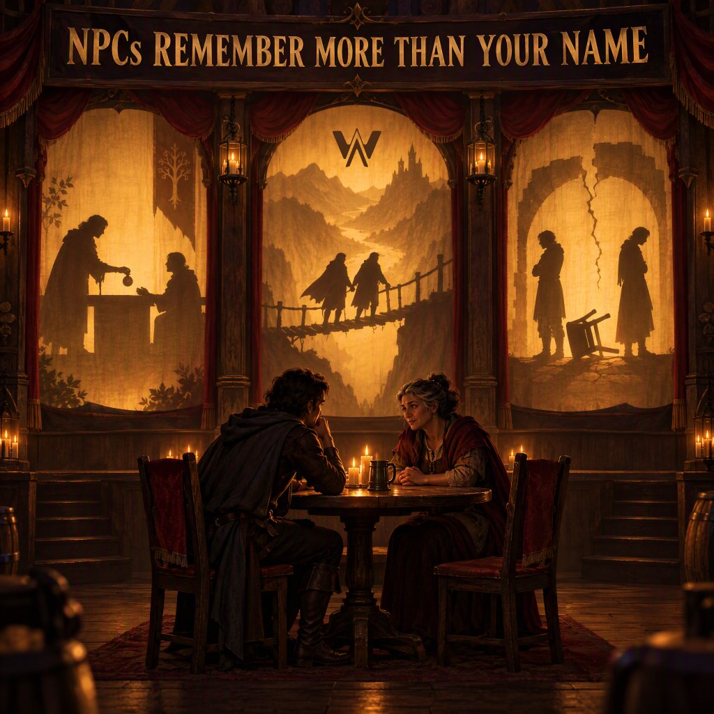 AIWORLDSGAMES's tweet photo. 🧠 What if NPCs remembered more than your name?

Imagine NPCs remembering your promises, past encounters, and decisions. Every reunion feels different. 

Characters become more than dialogue options when your shared history matters.

👉 https://t.co/2eHVhLCfQa https://t.co/f8OQolXQgL