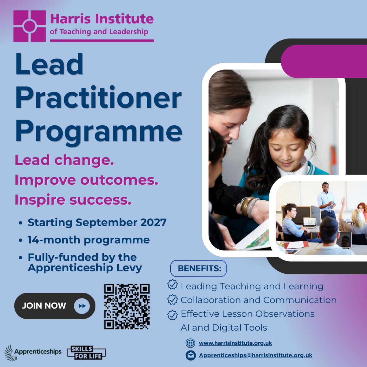 Harrisinst's tweet photo. Take your leadership further 🚀

Programme starting next July, enrol now to start your exciting journey!👏

Scan QR code to register!

#HarrisInstitute #Leadpractitioner #Education #Schools #Apprenticeships #ProfessionalDevelopment #ReflectivePractice #HarrisFederation https://t.co/ZoLhn4rFfn