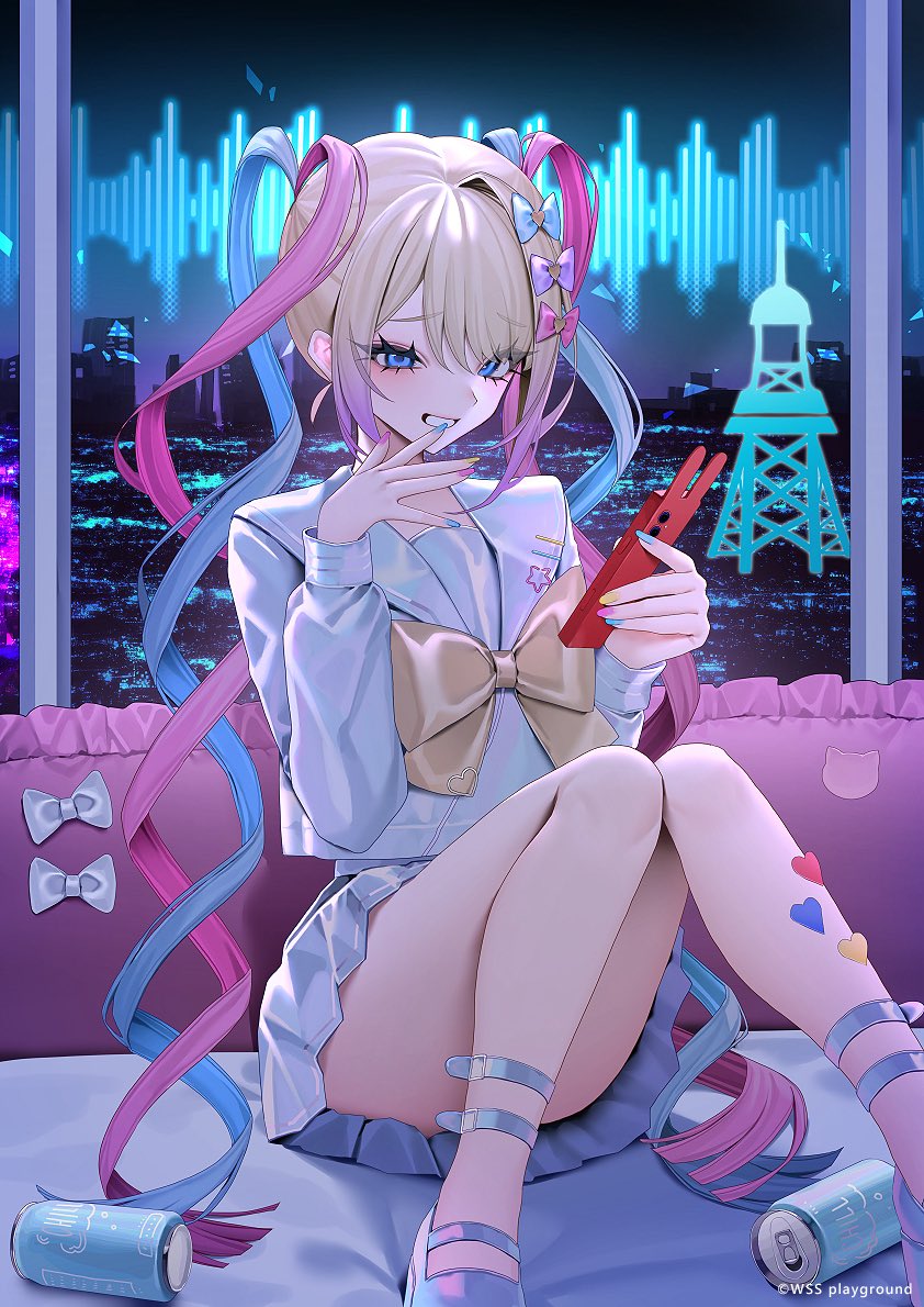 BEBE_fate's tweet photo. 夜ふかしをテーマにしたニディガグッズ企画、NEEDY GIRL OVERNIGHT🌙
の、超てんちゃんとあめちゃんのキービジュアルイラストを担当させていただきました！
グッズは10/24から受注受付開始です！よろしくお願いしますー！ https://t.co/uE5ivFPJY0