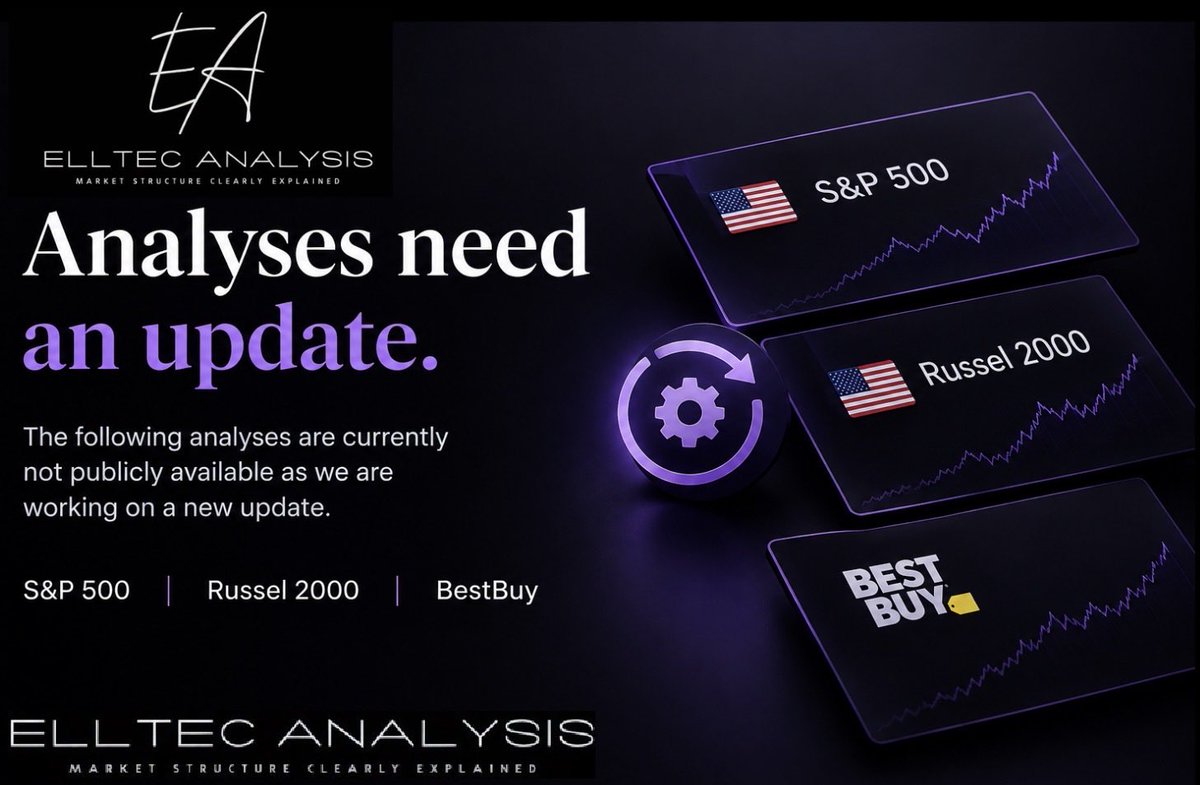 EllTecAnalysis's tweet photo. EllTec Analysis has taken the analyses fpr the S&amp;P 500, Russel 2000 and BestBuy down, because they need a reassessment.
Check out further analysis at: https://t.co/tWAPqkvyVl

#financialanalysis #update #sp500 #russel2000 #investment https://t.co/3BAZggtTtL
