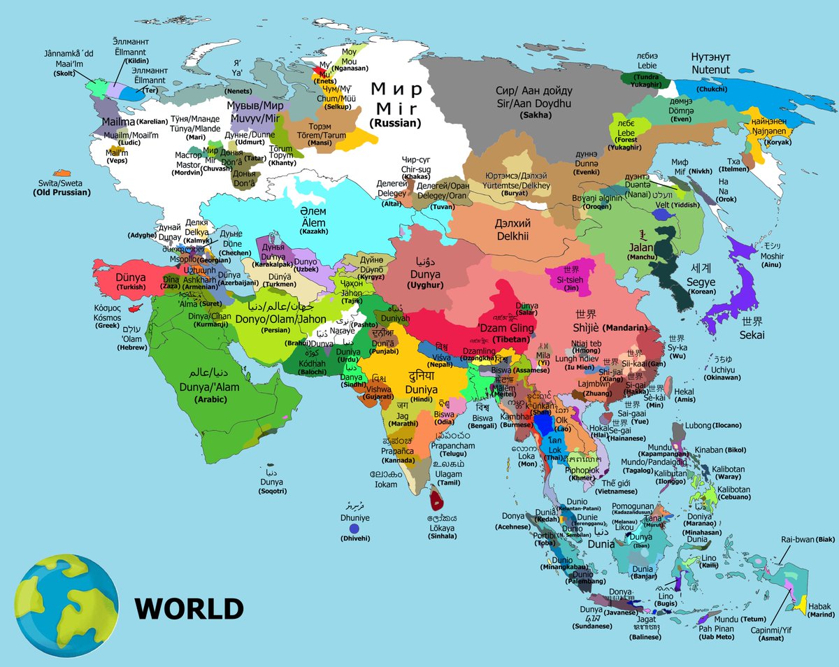 MeeRebus11's tweet photo. "WORLD" in various languages of Asia, Russia and western Papua. https://t.co/Jtyx4dsjvx