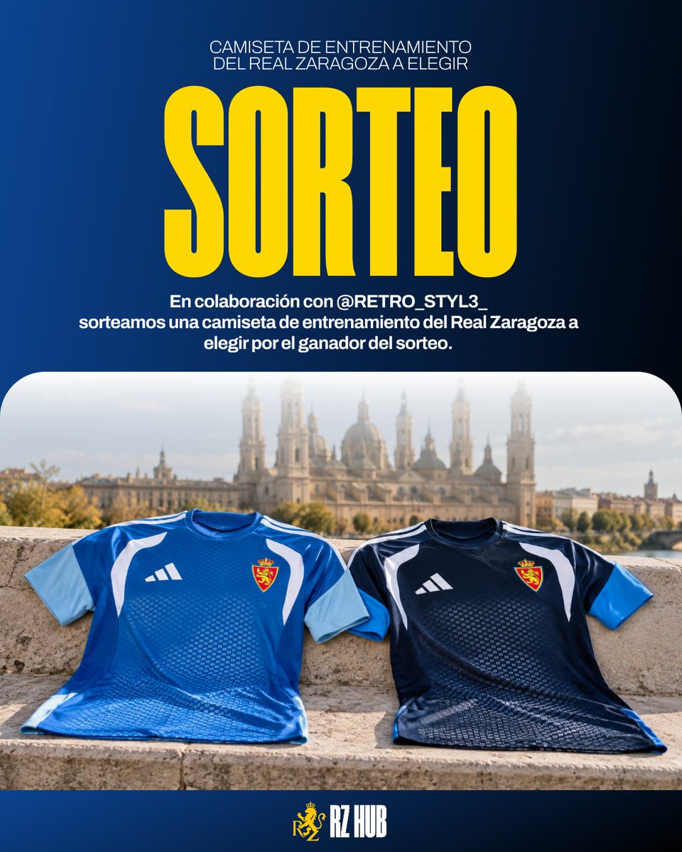 rzhub_'s tweet photo. 🔵⚪ ¡SORTEO DE UNA CAMISETA DE ENTRENAMIENTO DEL REAL ZARAGOZA!

🎁 ¡Dos modelos a elegir por el ganador!

Para participar:

➡️ Sigue a @rzhub_ y @RETRO_STYL3_
🔁 Haz RT
🫂 Menciona a un amigo

📅 Ganador: 21 de octubre

🍀 ¡Mucha suerte! https://t.co/0VoJLkhDlM
