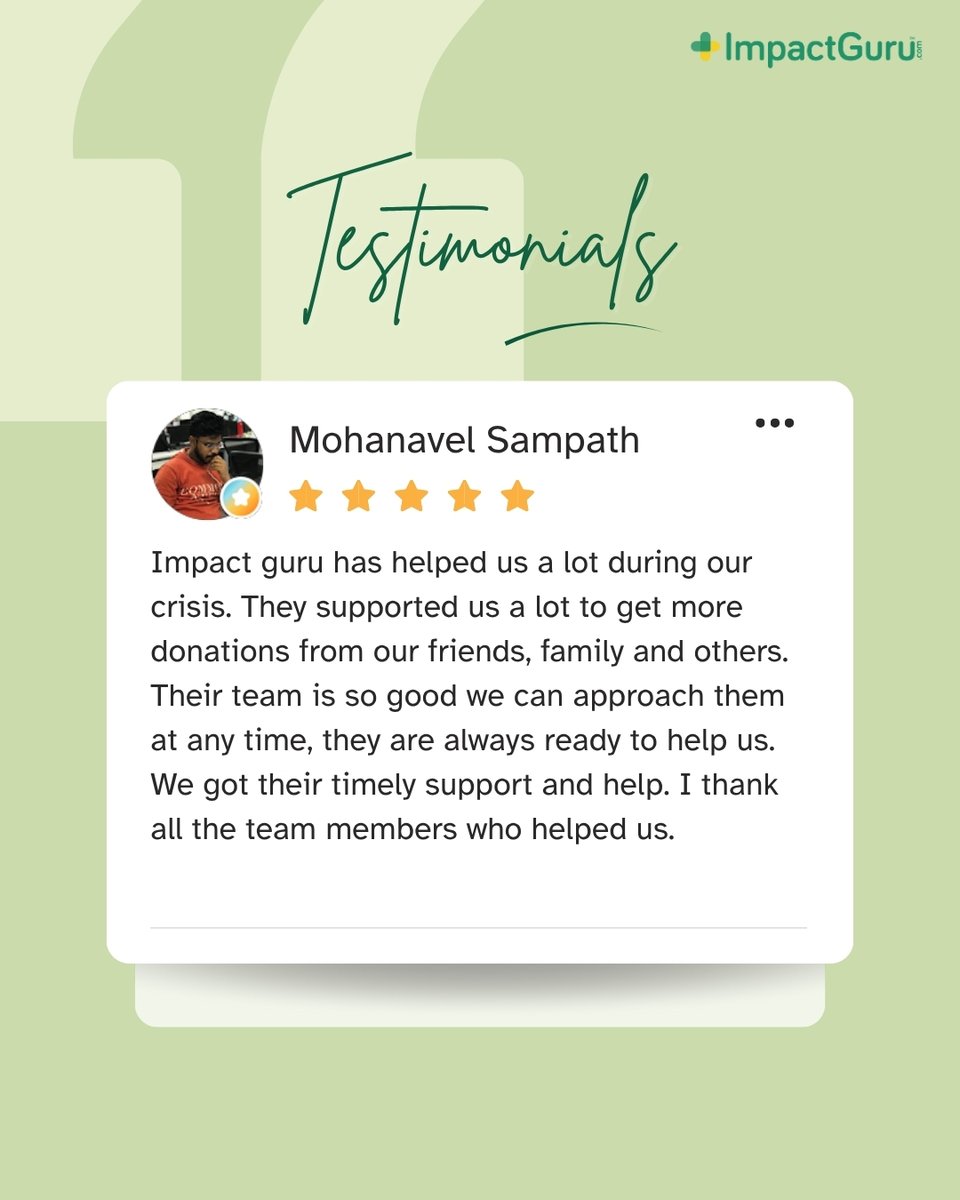 ImpactGuru's tweet photo. A little faith, a lot of kindness, and people coming together can change someone’s story for the better.💛

#ImpactGuruTestimonial #KindWords #EmpoweringPeople https://t.co/A1l1VPKMdW