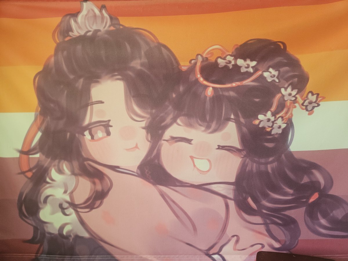 plumblossomgate's tweet photo. everytime i turn my head in my bedroom i get to see my qihua comm lesbian flag❤️ it's beautiful https://t.co/qXvAd1Oi5I