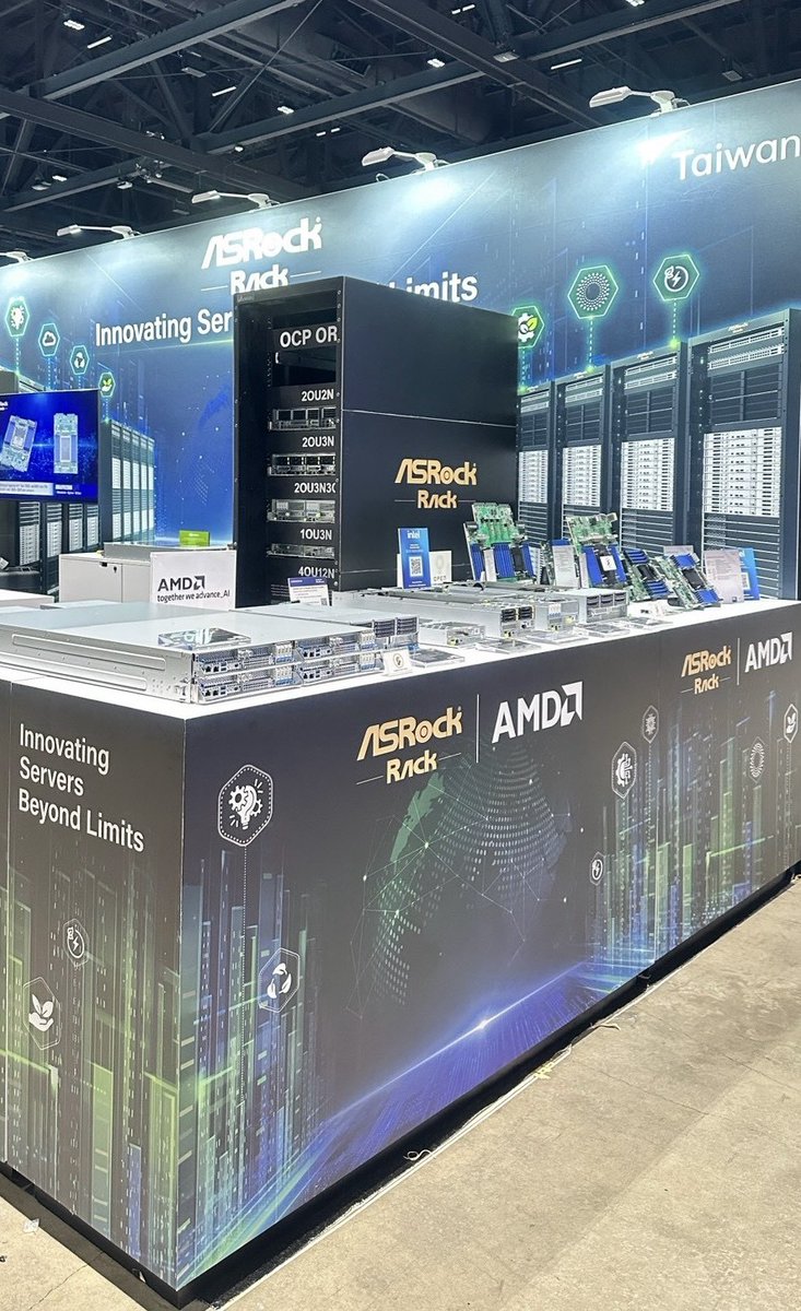 ASROCKRACK's tweet photo. ASRock Rack is showcasing our high-efficiency open compute solutions, engineered to maximize @AMD  EPYC™ processor performance, at the 2026 OCP Global Summit.

Visit Booth D37 in the San Jose Convention Center to explore our versatile Open U systems for modern data centers. https://t.co/cSEAuZMCXE