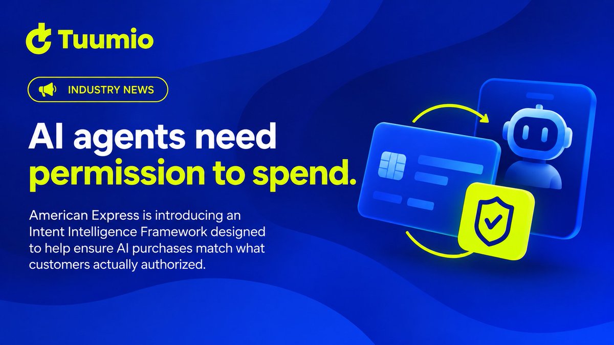tuum_io's tweet photo. AI agents are moving from recommendations to transactions.
American Express is introducing a framework to help ensure AI purchases match what customers authorized.
The question:How do we keep AI agents within the limits users set?
Convenience shouldn’t cost us control.
#TuumIO https://t.co/mmux7z7Mcp