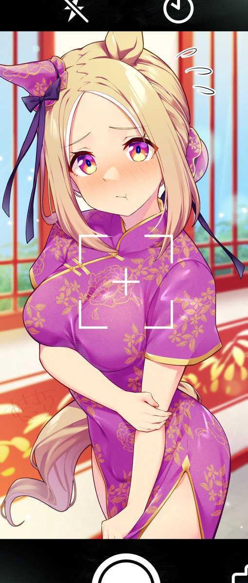 Atelier_Z44's tweet photo. チャイナトプロ（ウマ娘）
撮られるのはさすがに恥ずかしいらしい。 https://t.co/MWHM30RKhB