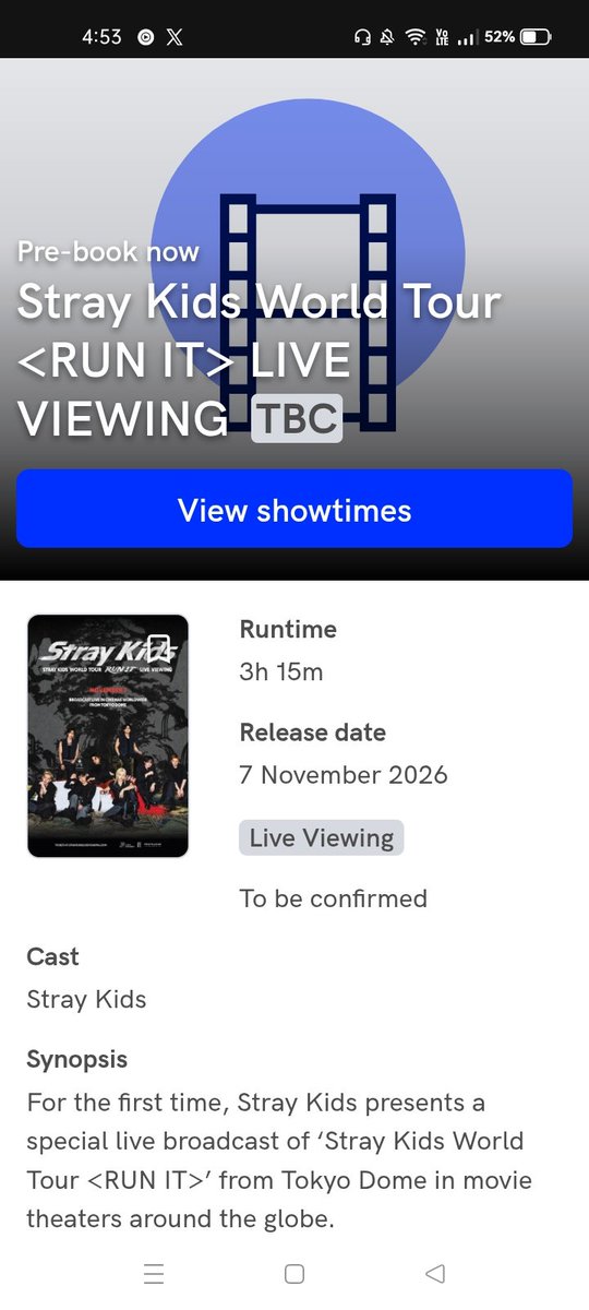 reikocart's tweet photo. Stray Kids Run It Live Viewing costs 1,200PHP at SM Cinema ;)))) 

(this is sm city marikina branch btw!) 
moa, sm north or megamall not on the site pa ;)) https://t.co/P1ElGq0lm1