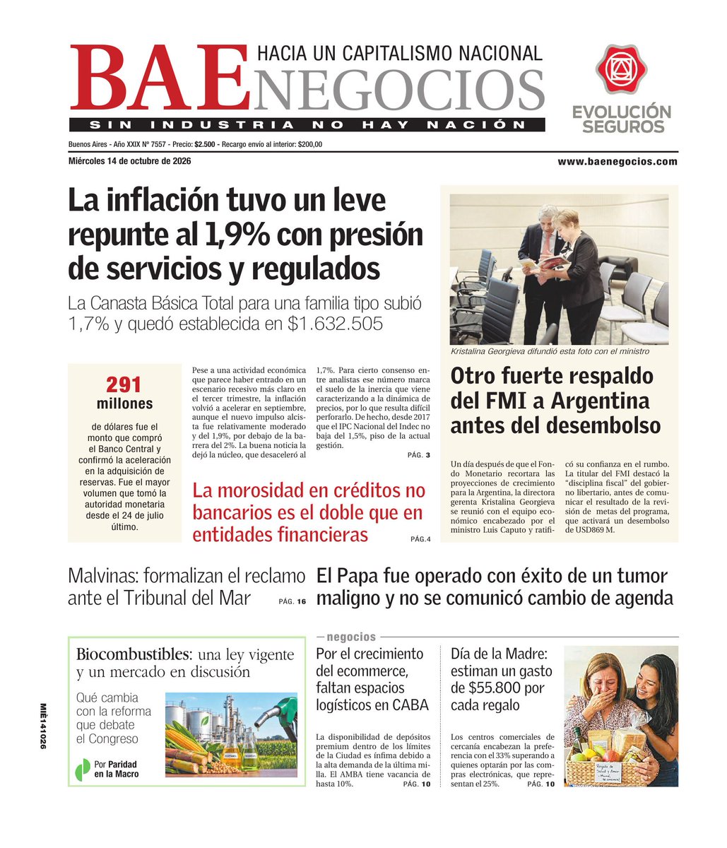 WalterVerst's tweet photo. #BuenDía y #BuenMiércoles para todos!!
A continuación, las portadas de los diarios de hoy #Miércoles 14/10/26 #14deOctubre #14oct2026 #14oct.

#ElCronista 
#BAE https://t.co/dgDUzUjmS3