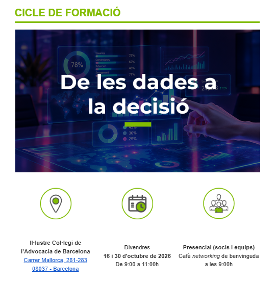 Dircomcat's tweet photo. Tenim més dades que mai, però sabem convertir-les en decisions estratègiques? 📊

Organitzem amb @acceso un cicle formatiu pràctic per ajudar els professionals de la comunicació a transformar la mesura en coneixement útil.

📅 30 oct 
📍 ICAB, Barcelona 
Inscripcions: [https://t.co/uQvHXH8K9h] 

#Dircomcat