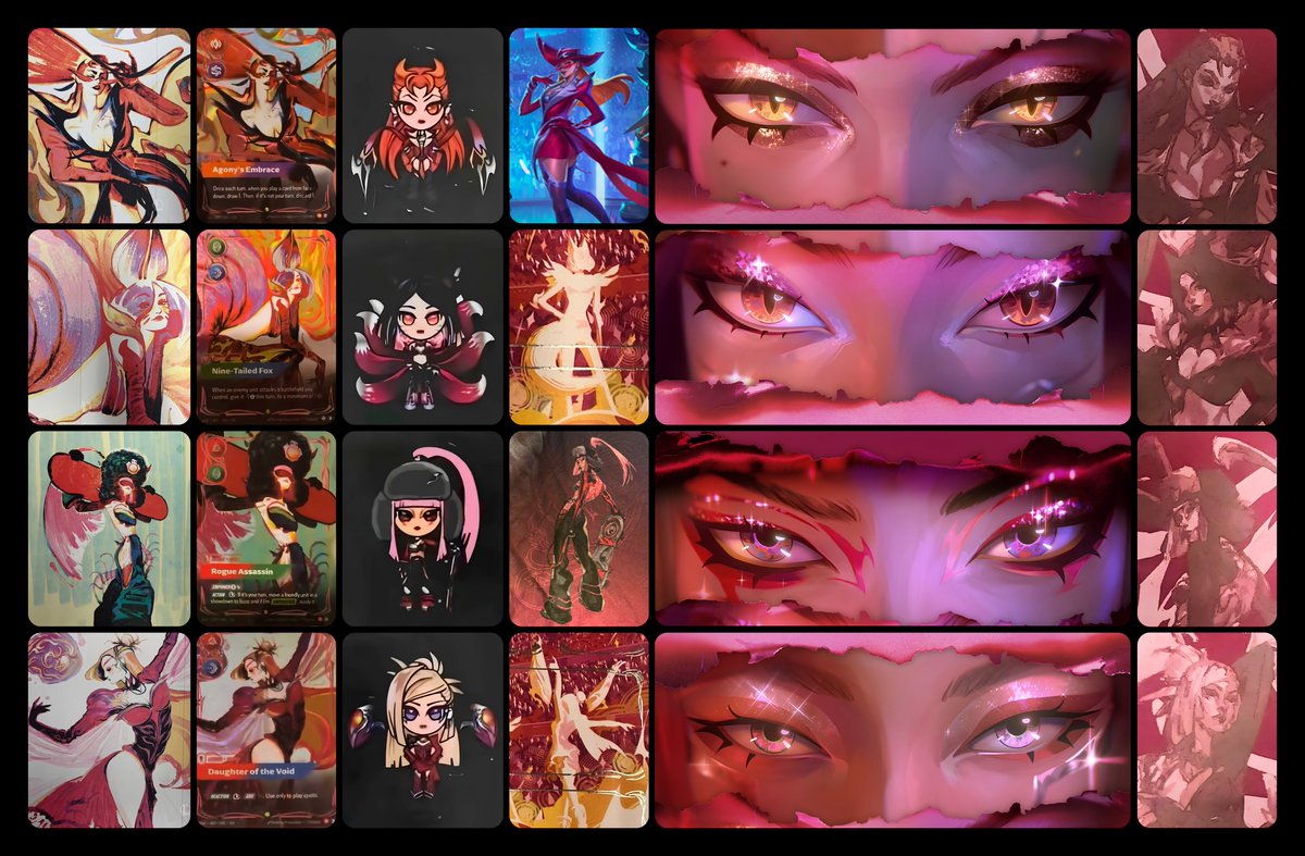 7316's tweet photo. All K/DA firestarter appearances 😍 #riftbound #kda https://t.co/koaeo8T9F3