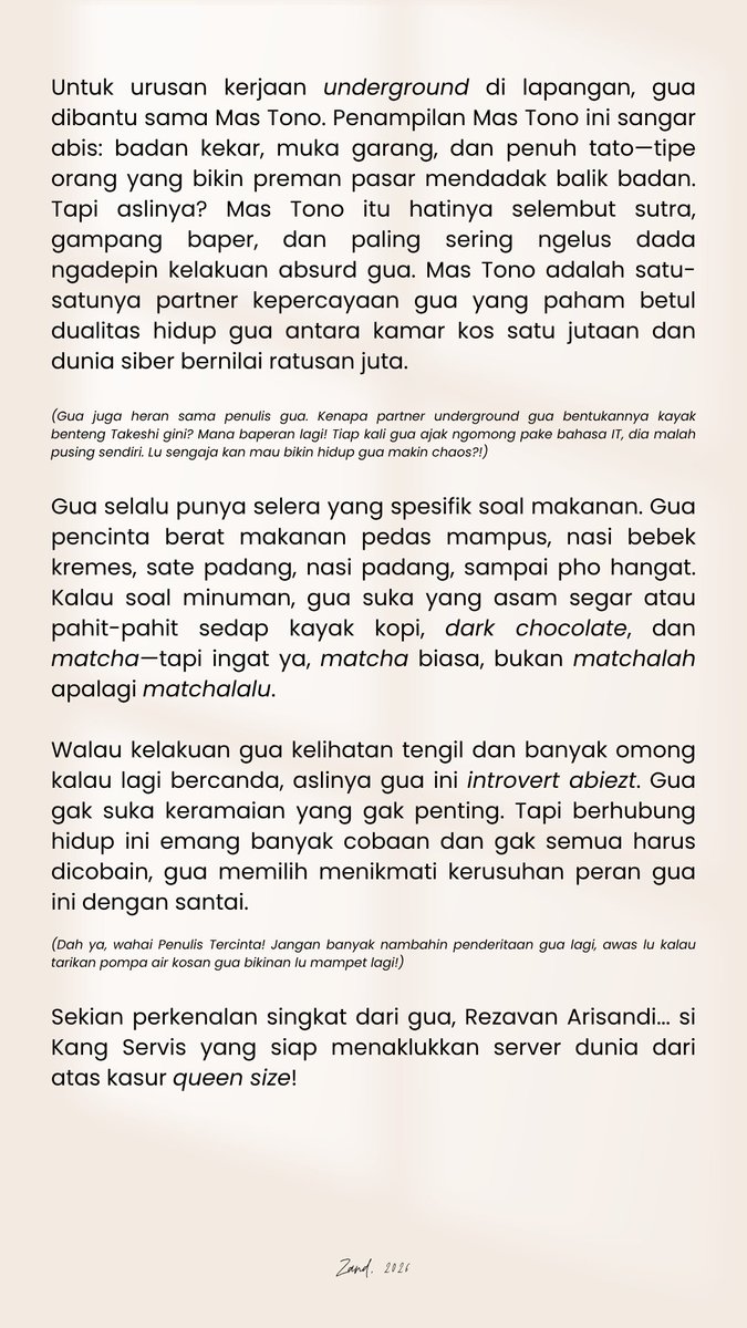 sultanmenteng's tweet photo. ᅠ 
ⓘ Cybercrime, illegal transactions, mild profanity, chaotic/absurd comedy, breaking the 4th wall, and unconventional lifestyle.
ᅠ https://t.co/SkdcNtzZcT