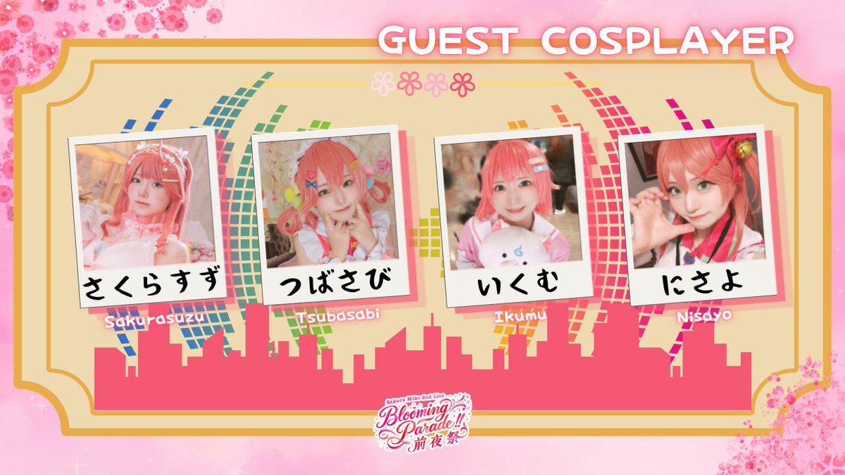 SakuraMiko_Pre's tweet photo. 🌸みこち2ndライブ前夜祭🌸

🗓️10月28日(水)17:00~
📍YOKOHAMA COAST garage+
🔗https://t.co/WAL8HjnS4P
　　‼️Twipla更新‼️
🆕前夜祭を盛り上げてくれる演者を紹介🎉
・DJ・VJ
・コスプレイヤー

チェキ会、詳しいタイムスケジュールは後
日公開予定!!

#35P前夜祭
▼出演者詳細はリプ欄で紹介 https://t.co/mY13YxmdD9