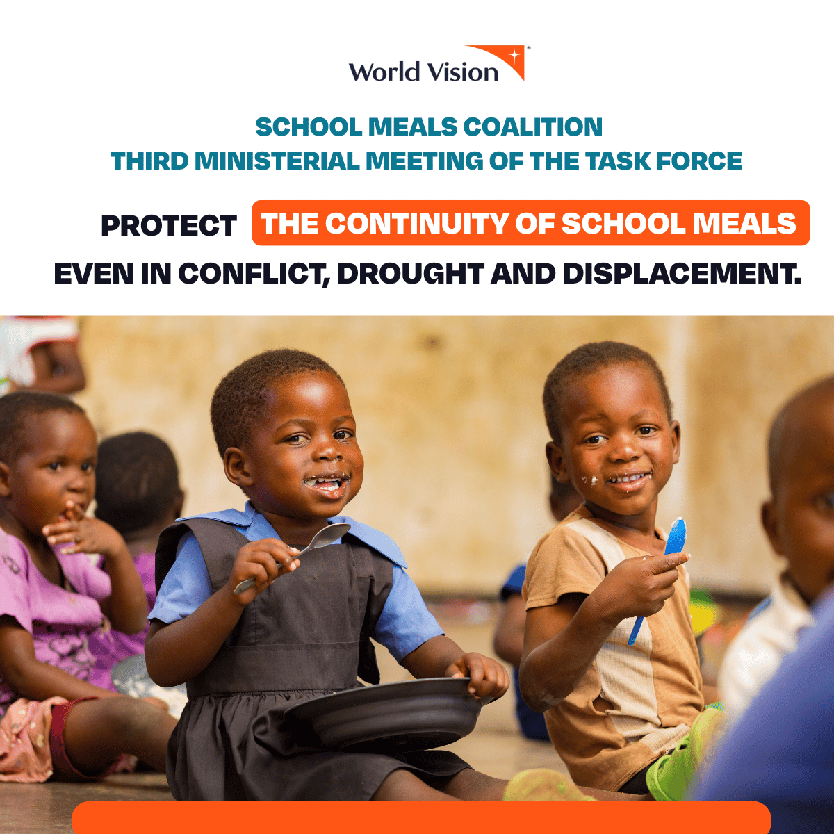WorldVision's tweet photo. At the #SchoolMealsCoalition Ministerial Meeting, organised by the @SchoolMeals_ Coalition Secretariat led by the @WFP, we're advocating for school meals that protect children's nutrition, learning and future opportunities.

Our #PriceShocks5 report findings show rising food costs are pushing healthy diets further out of reach. Strong advocacy means connecting children's realities to policies, budgets and accountability.

Because advocacy succeeds when it closes the distance between a global promise and a child's plate.

#SchoolMeals #FoodSecurity #InvestInChildren