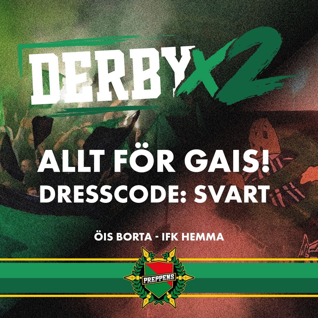Preppens1894's tweet photo. DERBYVECKA x2
Sura förluster, otur med domarinsatser och pissiga skadebekymmer har kantat den sportsliga delen av säsongen. Är det något som inte ska påverka vår villkorslösa passion för vårt GAIS så är det detta!
ALLT FÖR GAIS! https://t.co/KOvwKItry3
