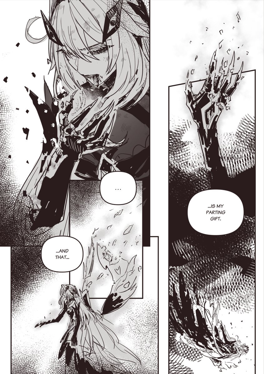 eulyin's tweet photo. [Is It Farewell] [1/2]
#genshinimpact #原神 fancomic
--
I'm not sure if they (Istaroth &amp; Ronova) are close enough to have this sentiment. But I'd like to think that, at least, among those 4 Shades, Ronova still has someone who might... care for her.

Even just a bit. https://t.co/8DfHlvK4ZP