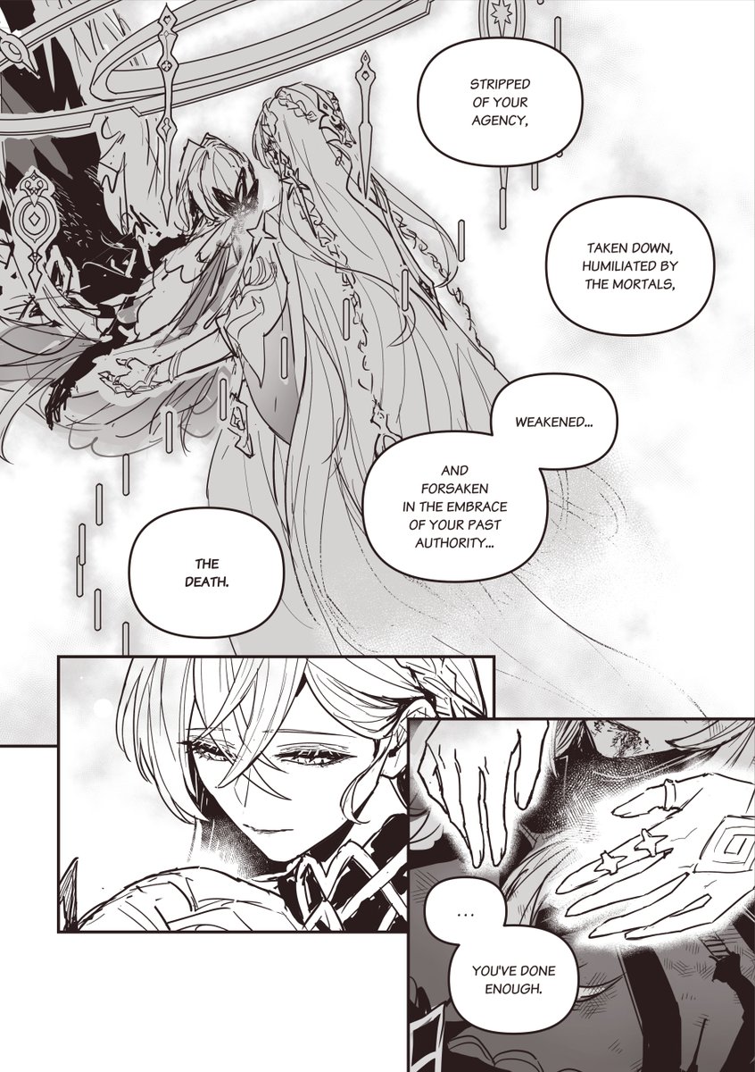 eulyin's tweet photo. [Is It Farewell] [2/2]
#genshinimpact #原神 fancomic
--
This idea popped up on my way to the Philippines. Now I've expressed it. Here's my headcanon of Ronova's "life" after that end. https://t.co/yMha0lADWd