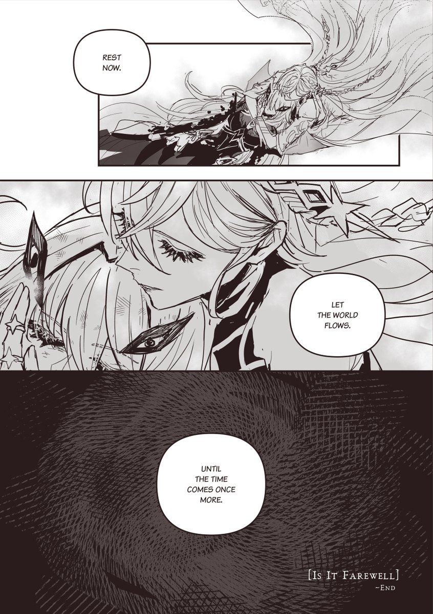 eulyin's tweet photo. [Is It Farewell] [2/2]
#genshinimpact #原神 fancomic
--
This idea popped up on my way to the Philippines. Now I've expressed it. Here's my headcanon of Ronova's "life" after that end. https://t.co/yMha0lADWd