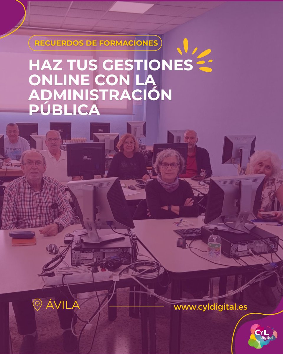 cyldigital's tweet photo. 📸💜 ¡Seguimos recordando grandes momentos de nuestras formaciones!

Hoy nos trasladamos a Ávila, donde los alumnos aprendieron a realizar sus gestiones online con la Administración Pública. 💻✨

🔍 Próximos cursos:
https://t.co/FIEe9NWntV

#CyLDigital #CompetenciasDigitales https://t.co/hwVNYCF8gU