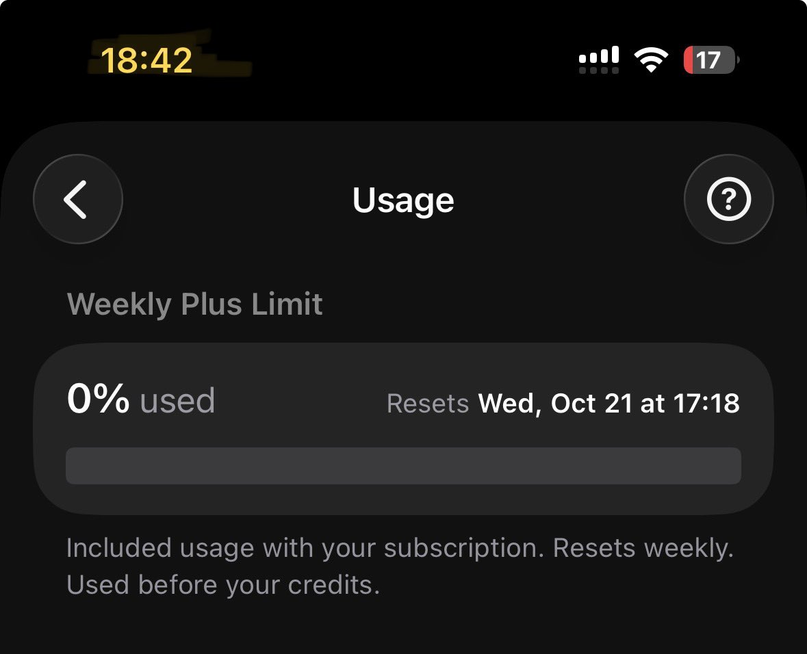KuritoL's tweet photo. Update on the X subscription usage apocalypse 💀
Thanks to @kevin_spacexai for the support tip. Sent a ticket ~12 hours ago. No reply yet, but my 97% usage just got yeeted back to 0% anyway.
X support speedrunning the fix like it’s a ranked match. Efficiency unlocked.
Now testing if this is a real reset or just a temporary truce before the meter starts racing again.