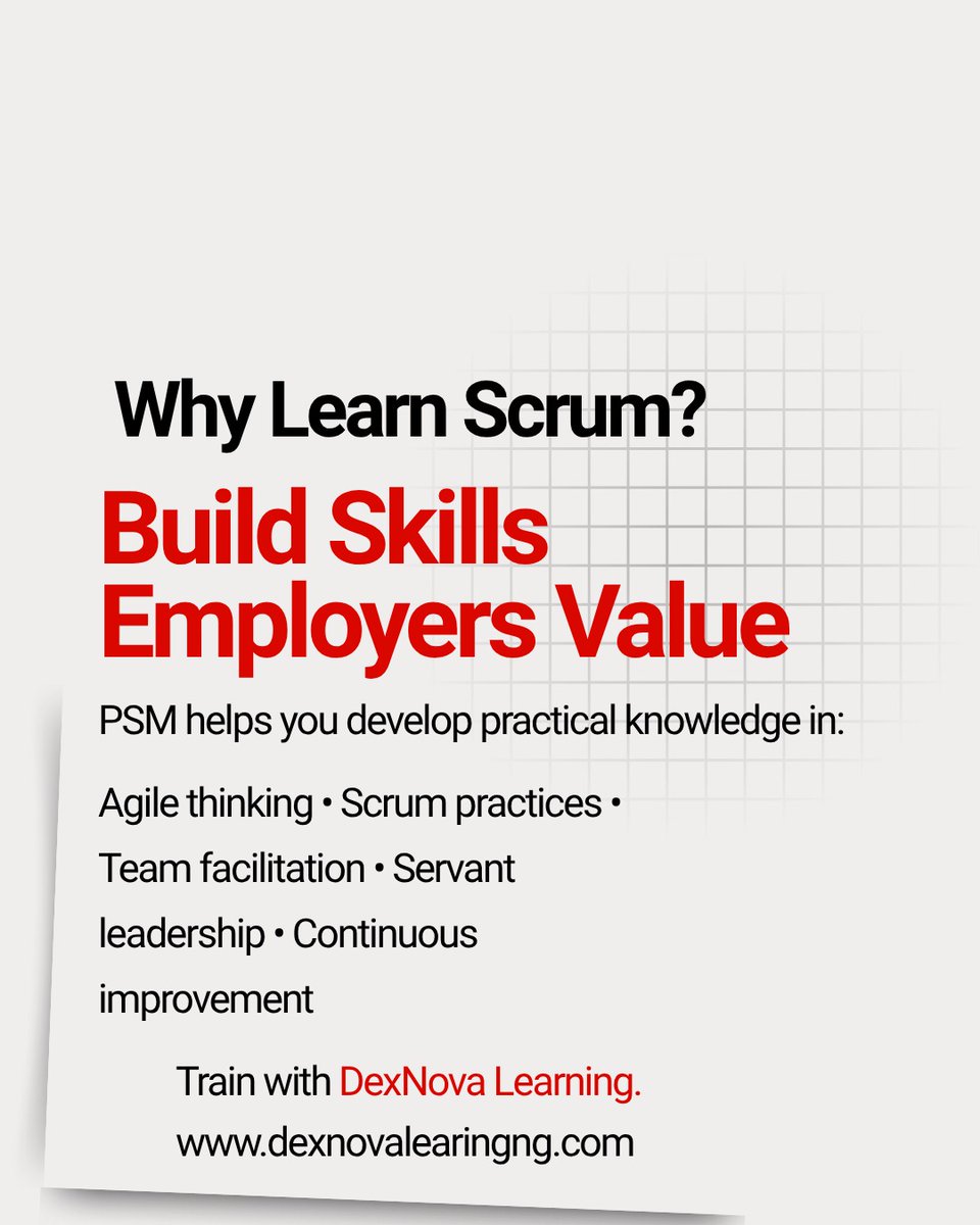 Dexlearning's tweet photo. Thinking about a career in Agile?

Discover why Scrum matters, the benefits of learning it, and what a Professional Scrum Master does.

Swipe through to explore whether the PSM certification is your next step.

#Agile #Scrum https://t.co/5oA3WQHC7n