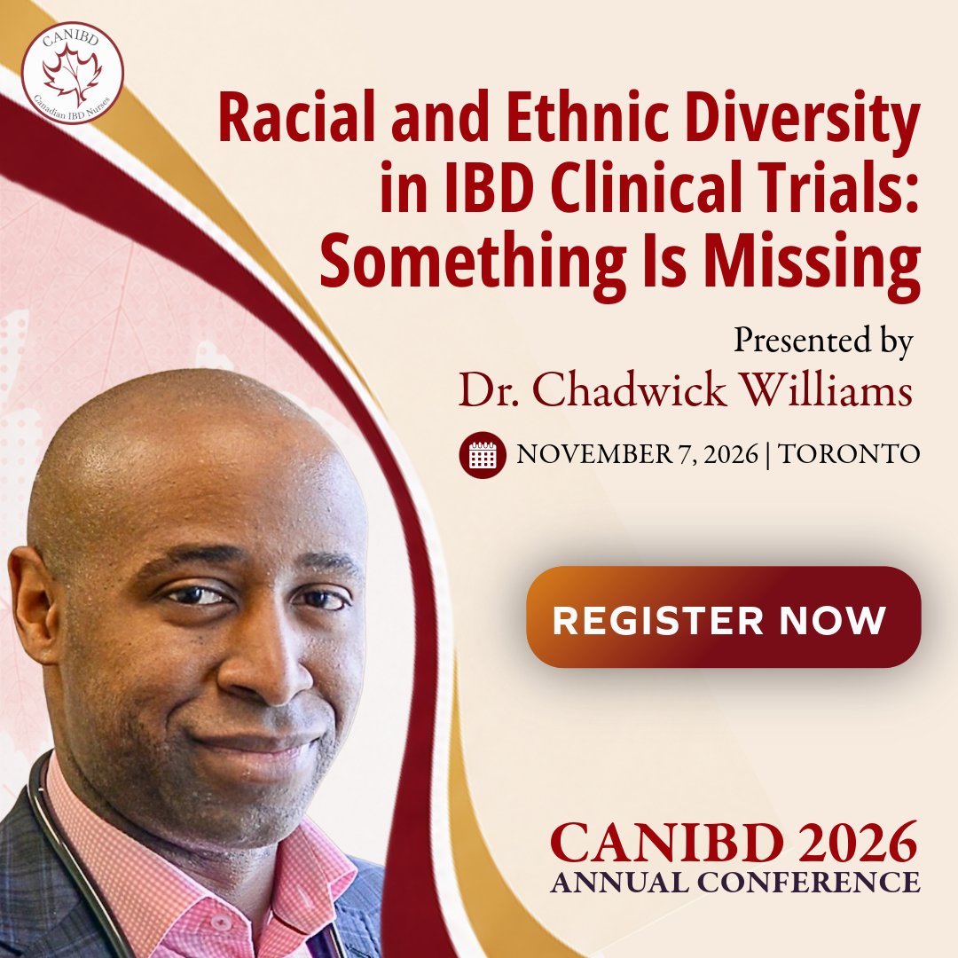 CANIBD's tweet photo. Racial &amp; Ethnic Diversity in IBD Clinical Trials: Something Is Missing 

Join Dr. Chadwick Williams at the #CANIBD 2026 Annual Conference to explore diversity in IBD clinical trials. 

📅 Nov. 7 | Toronto 
👉 Register: https://t.co/g0j1BsqAh3 

#IBD https://t.co/xkMDQpZg0A