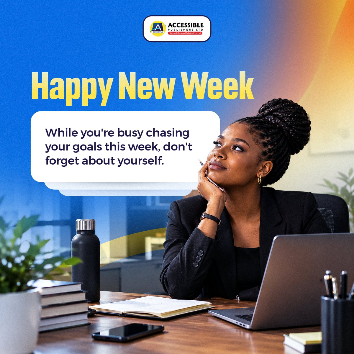 accessiblepl's tweet photo. Happy New Week! 

As you chase your goals, remember to care for yourself. Drink water, take breaks, and rest when needed. Productivity shouldn’t come at the cost of your well-being. 

#HappyNewWeek #MondayMotivation https://t.co/dIguzEco0S