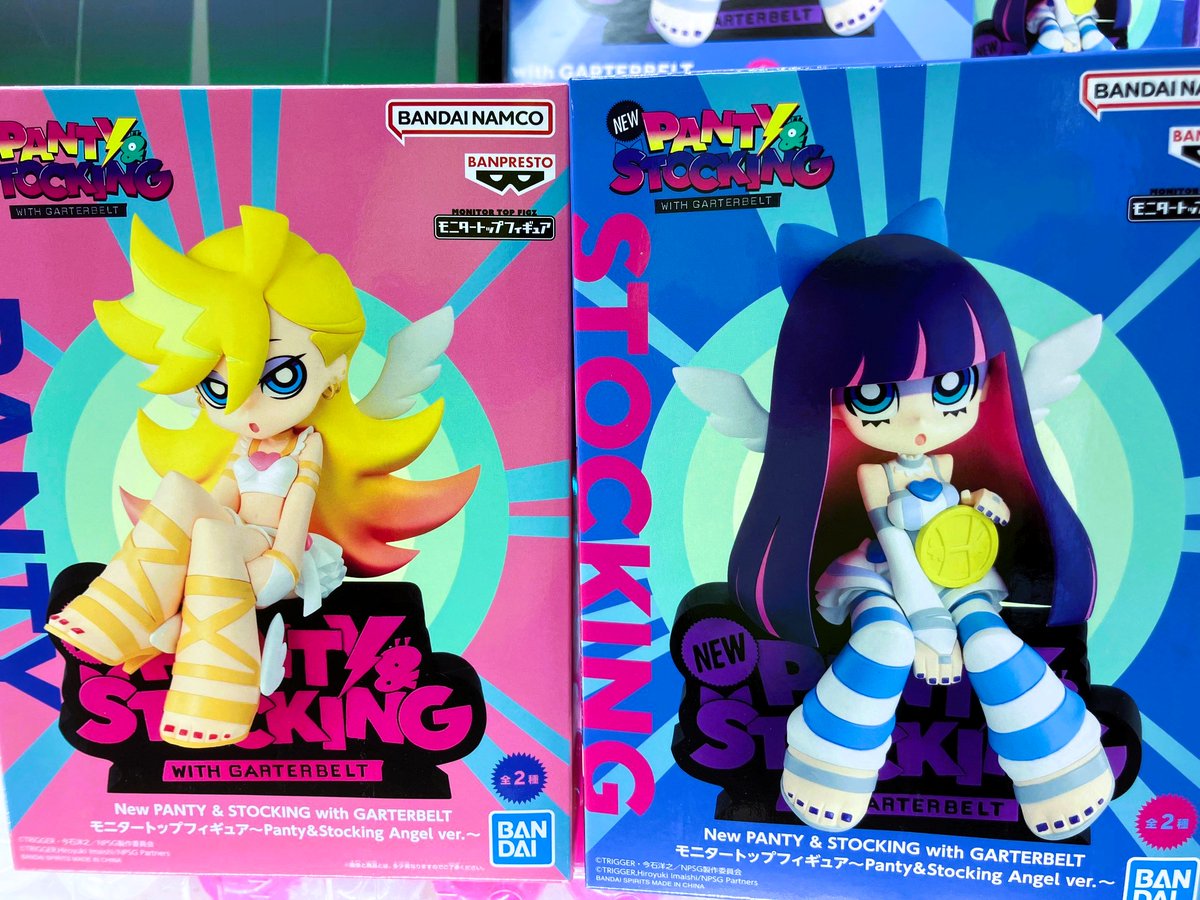 monaco_choufu's tweet photo. 【景品入荷情報】
『New PANTY &amp; STOCKING with GARTERBELT モニタートップフィギュア～Panty＆Stocking Angel ver.～』
入荷しました❣️
天使衣装がカワイイ😍パンティとストッキングのモニタートップフィギュアが登場❗️
2階プライズコーナーに投入中です♪
#Newパンスト https://t.co/Fs9yD3dgWI