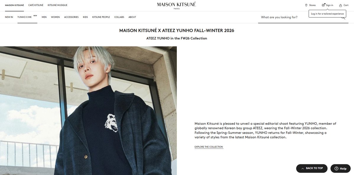 kyhxkwp's tweet photo. yunho literally having a whole page dedicated to him on the Maison Kitsune website... YES, THAT'S MY MAN 😭 https://t.co/Rr3ydwPKHF
