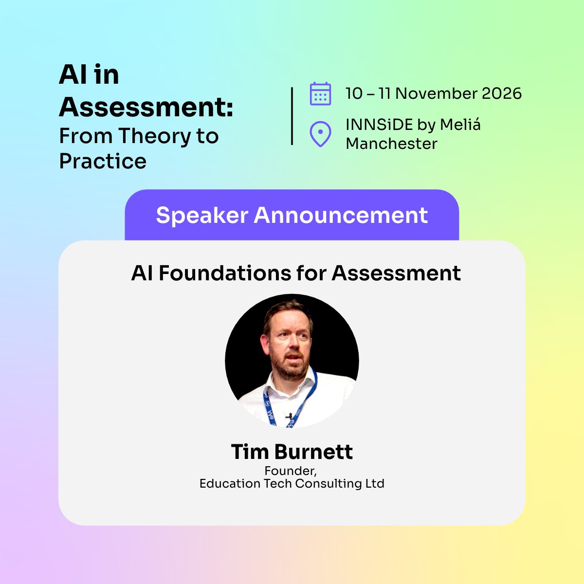 eAssess's tweet photo. Get hands-on with AI at AI in Assessment!

Join Tim Burnett for AI Foundations for Assessment, covering model choice, prompting, vibe coding, evaluation and human accountability.

📍 Manchester | 10–11 Nov 2026
🔗https://t.co/sjK6ZmRQB2

#AI #Assessment #EdTech https://t.co/k95YXZUktY