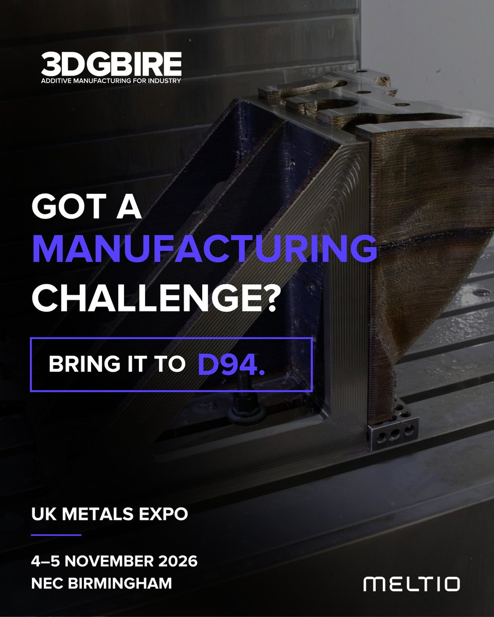 3DGBIRE's tweet photo. Got a manufacturing challenge? Bring it to D94. 👇

Difficult part? Costly repair? Long lead times?
Metal additive might offer a different approach.
Come and talk it through with the 3DGBIRE team.

📍 UK Metals Expo
📅 4–5 Nov | NEC Birmingham
📌 D94

#UKMetalsExpo #MetalAM https://t.co/xMZ8GwnZXZ