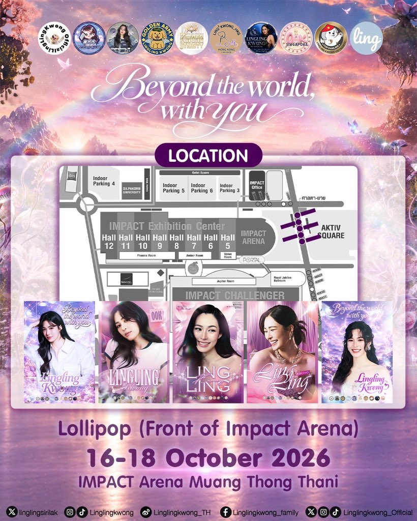 linglingFC_BBCN's tweet photo. ✪邝玲玲曼谷演唱会SUPPORT✪

PART①  曼谷 IMPACT广告牌应援

投放地点📍：IMPACT Arena场馆前
投放时间🕰：10月16日-10月18日全天
投放内容🫧：双面广告牌*5

@linglingFC_BBCN 与十站联合应援，选址「场馆外正门对面」绝对C位，双面同步点亮，全场观众一眼锁定！

@linglingsirilak 去追逐喜欢的风，去拥抱热爱的世界，去拥有无数个不必妥协、尽兴而活的明天。而我们的爱，始终只为你而来。

⋆. 𐙚˚࿔ “𝐋𝐈𝐍𝐆𝐎𝐑𝐌 '𝐓𝐇𝐄 𝐖𝐎𝐑𝐋𝐃 𝐁𝐄𝐓𝐖𝐄𝐄𝐍 𝐔𝐒' 𝐂𝐎𝐍𝐂𝐄𝐑𝐓” ִֶָ🦮🪽་༘

ᴀ ᴠɪꜱɪᴏɴ ᴏꜰ ᴇʟᴇɢᴀɴᴄᴇ, ᴀ ᴘʀᴇꜱᴇɴᴄᴇ ʟɪᴋᴇ ɴᴏ ᴏᴛʜᴇʀ. ✨

ꜰʀᴏᴍ ᴇᴠᴇʀʏ ᴀɴɢʟᴇ ᴛᴏ ᴇᴠᴇʀʏ ᴅᴇᴛᴀɪʟ, ʟɪɴɢʟɪɴɢ ᴋᴡᴏɴɢ ᴅᴇꜰɪɴᴇꜱ ᴡʜᴀᴛ ɪᴛ ᴍᴇᴀɴꜱ ᴛᴏ ᴍᴀᴋᴇ ᴀɴ ᴇɴᴛʀᴀɴᴄᴇ. ᴛʜɪꜱ ɪꜱ ᴍᴏʀᴇ ᴛʜᴀɴ ᴀ ᴠɪꜱᴜᴀʟ, ɪᴛ’ꜱ ᴀ ꜱᴛᴀᴛᴇᴍᴇɴᴛ.

ᴄᴏᴍᴇ ᴀɴᴅ ᴡɪᴛɴᴇꜱꜱ ɪᴛ ʏᴏᴜʀꜱᴇʟꜰ. ᴛʜɪꜱ ɪꜱ ᴡʜᴀᴛ ɪᴛ ᴍᴇᴀɴꜱ ᴛᴏ ʙᴇ ɪᴄᴏɴɪᴄ. 💫

📍 𝐋𝐨𝐥𝐥𝐢𝐩𝐨𝐩 (𝐅𝐫𝐨𝐧𝐭 𝐨𝐟 𝐈𝐦𝐩𝐚𝐜𝐭 𝐀𝐫𝐞𝐧𝐚)
🗓 𝟏𝟔-𝟏𝟖 𝐎𝐜𝐭𝐨𝐛𝐞𝐫 𝟐𝟎𝟐𝟔

𝐂𝐨-𝐜𝐫𝐞𝐚𝐭𝐨𝐫𝐬 𝐨𝐟 𝐬𝐩𝐞𝐜𝐢𝐚𝐥 𝐦𝐞𝐦𝐨𝐫𝐢𝐞𝐬

@lingling_fans 
@linglingFC_BBCN 
@Linglingkwongcn 
@GDALinglingFans 
@kwongdynasty_vn 
@ling2kwong_hkg 
@Ling2KwongPH 
@linglingSG 
@LingLingVNFC 
@TrendLingTH 

𝓑𝓮𝔂𝓸𝓷𝓭 𝓽𝓱𝓮 𝔀𝓸𝓻𝓵𝓭, 𝔀𝓲𝓽𝓱 𝔂𝓸𝓾 🤍

#LinglingKwong #หลิงหลิงคอง
#AngelGolden