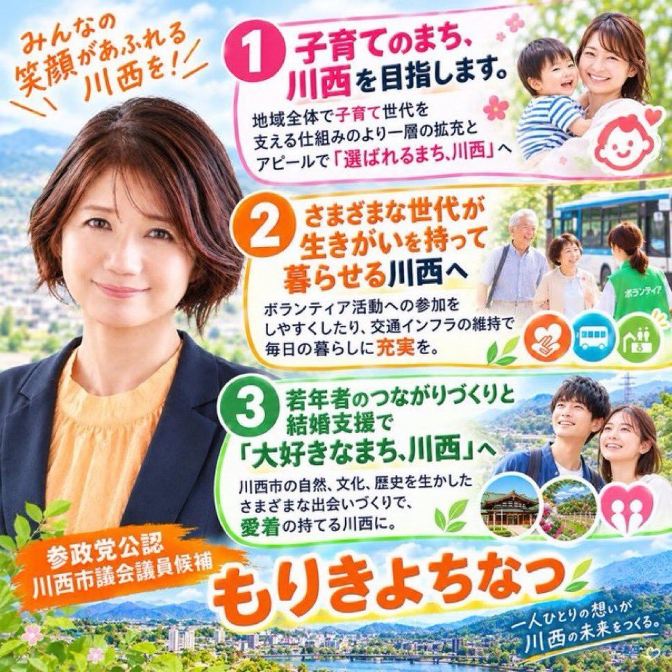 SABBAT443's tweet photo. 本当に厳しい選挙戦です。でも諦めるわけには参りません、川西市民の皆さんに安心をお届けするために！
もりきよちなつと投票用紙にお書きください！

🟠参政党公認候補🟠
#もりきよちなつ
#川西市議会議員選挙 https://t.co/bCHLdDbtIo
