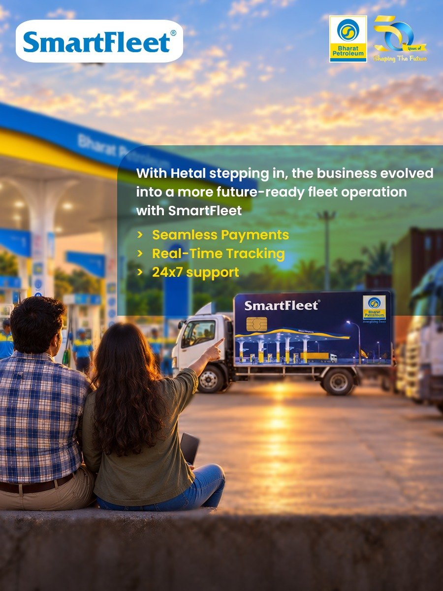 BPCLimited's tweet photo. Big ambitions call for smart business decision.
With SmartFleet, hundreds of fleet owners like Hetal are writing their success stories.
Partner with SmartFleet to simplify and expand your fleet business.
#BPCL #SmartFleet #FleetManagement #DigitalTransformation #DrivingGrowth
@HardeepSPuri @PetroleumMin @Secretary_MoPNG @BPCLRetail1