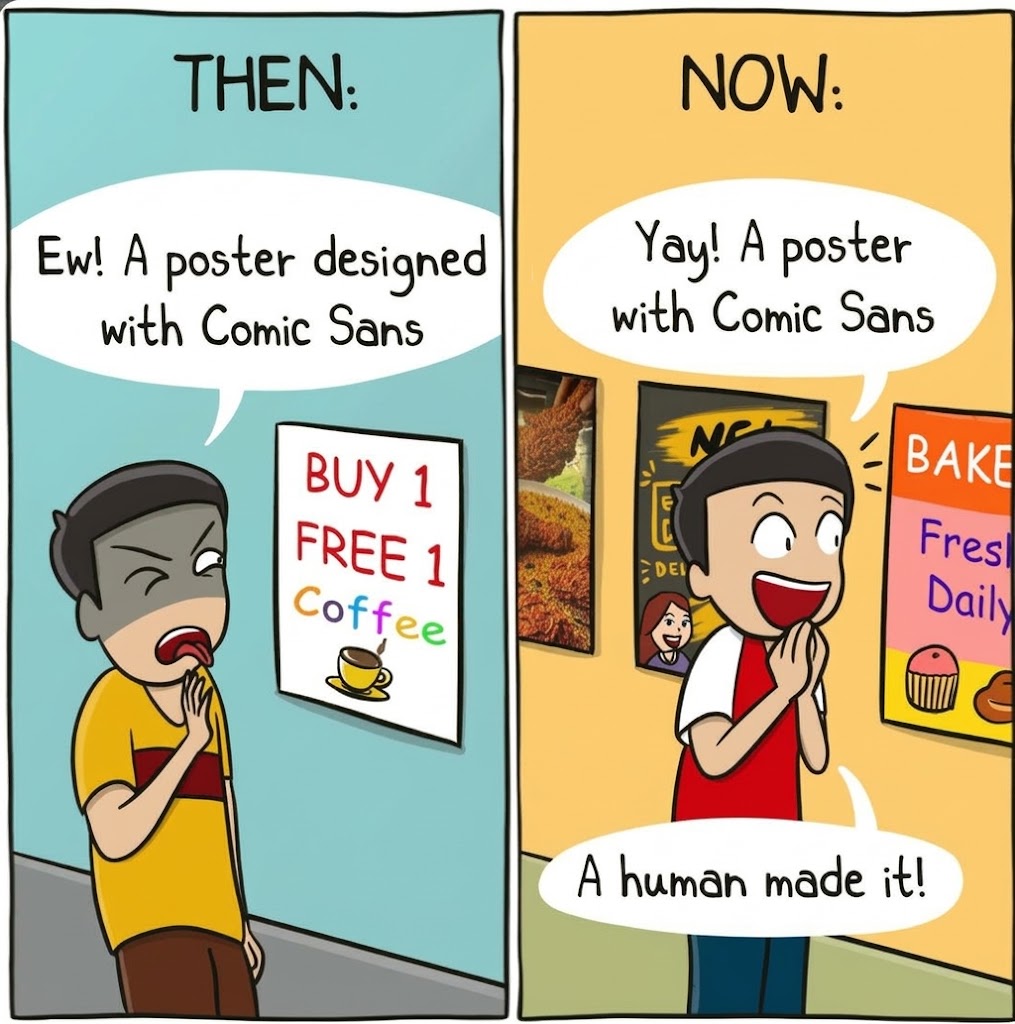 NuriaAlfaro5's tweet photo. Comic Sans used to be a crime now it’s proof of life😭
#comicsans #graphicdesignhumor #relatable https://t.co/cl8jCAGjfS