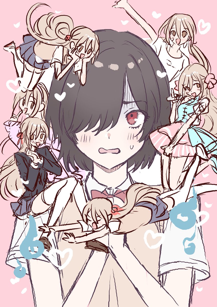 loveodoro's tweet photo. こちら「愛沢さん」第1話が掲載されるときのカラーイラストの没ラフなのですが
右上に、34話やそれ以前の過去回想などに出てくるおさげ髪の元気なほなみがちゃんといる！
この頃からこの設定をちゃんと考えていたんだなぁ…と思うと自分がめっちゃかわいい https://t.co/ieomhvpV1x