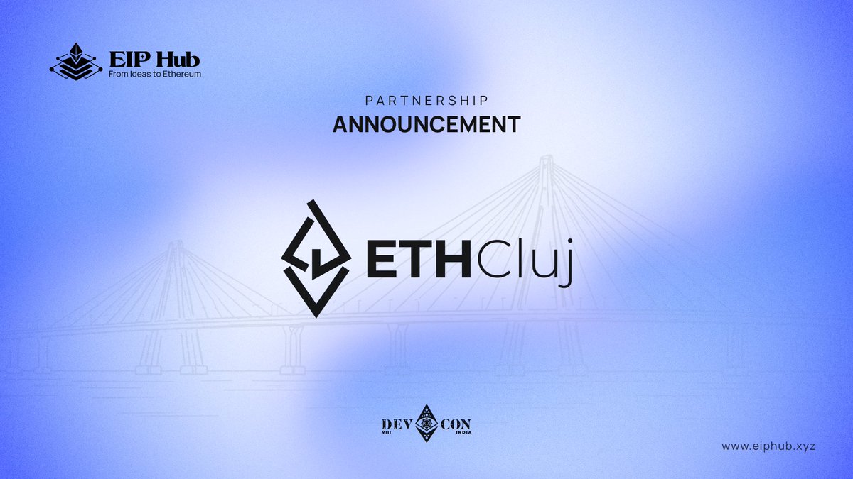 eiphub's tweet photo. From Cluj to Mumbai 🌍.

Excited to have @ETHCluj joining us as a partner for @eiphub at @EFDevcon. 🤝

Connecting Ethereum communities across borders &amp; bringing more voices into protocol discussions.

📍 Mumbai | Nov 3–6, 2026

https://t.co/xVW8D1b3Fj

#Ethereum #Devcon8 #EIPHub https://t.co/9qlAa8hU5t