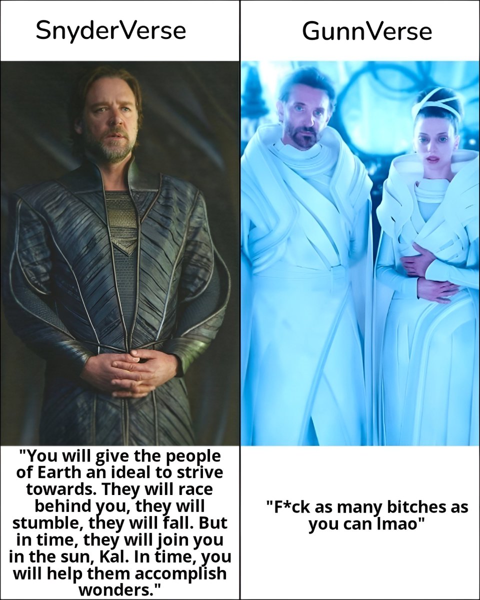 dopetimist's tweet photo. The difference between Zack Snyder and James Gunn. https://t.co/YB4GNSbgTx
