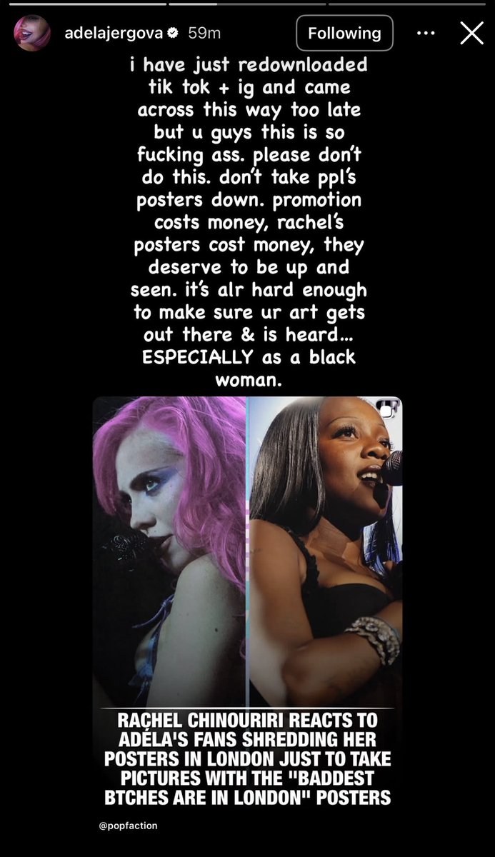 Rachel__HQ's tweet photo. Adela addressing people taking down Rachel’s posters via Instagram stories🙂‍↕️🙂‍↕️ https://t.co/wHe3huJMhf